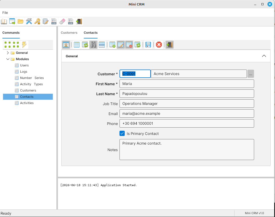 Mini CRM contact item