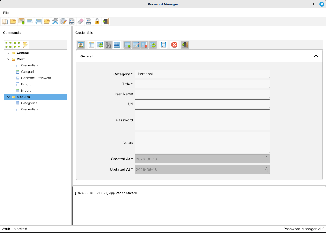 Password manager credential list